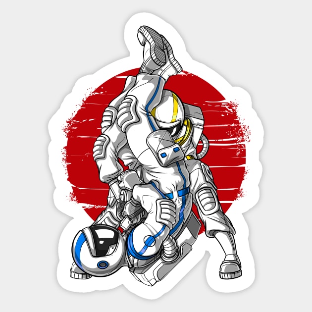 Astronaut Jiu-Jitsu Fighters Sticker by underheaven